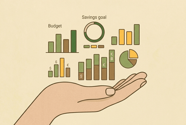 Noma dashboard with budget bars and savings progress filled in, conveying your data is now here